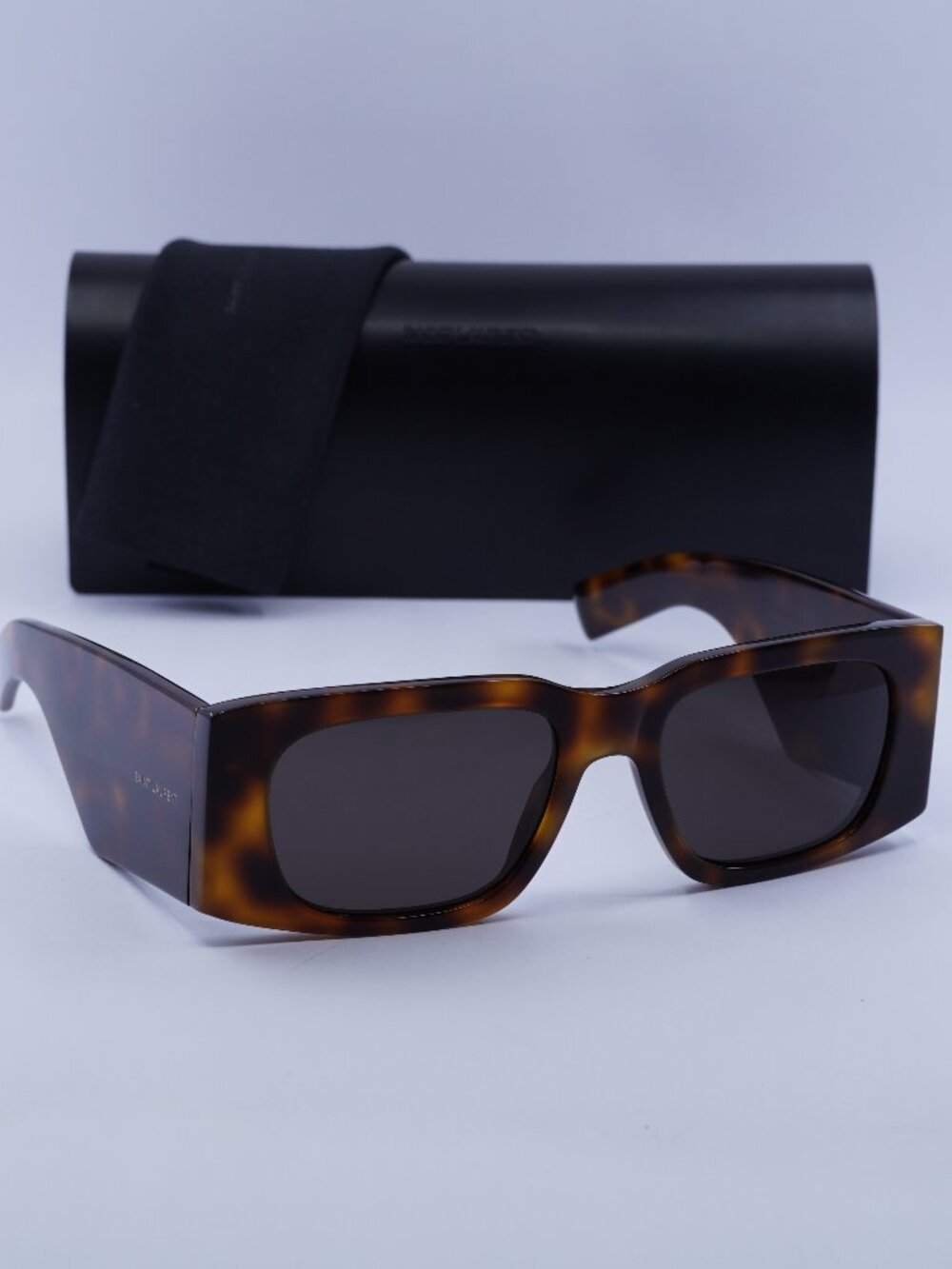 Saint Laurent SL654 003 Square Sunglasses - Shiny Havana \ Black
